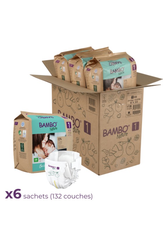 CHANGE BEBE BAMBO NATURE T1 NAISSANCE 2/4KG SACHET DE 22 CHANGE BEBE BAMBO NATURE T1 NAISSANCE 2/4KG SACHET DE 22